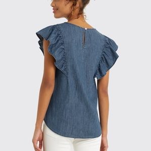 Draper James Chambray Flutter Sleeve Top